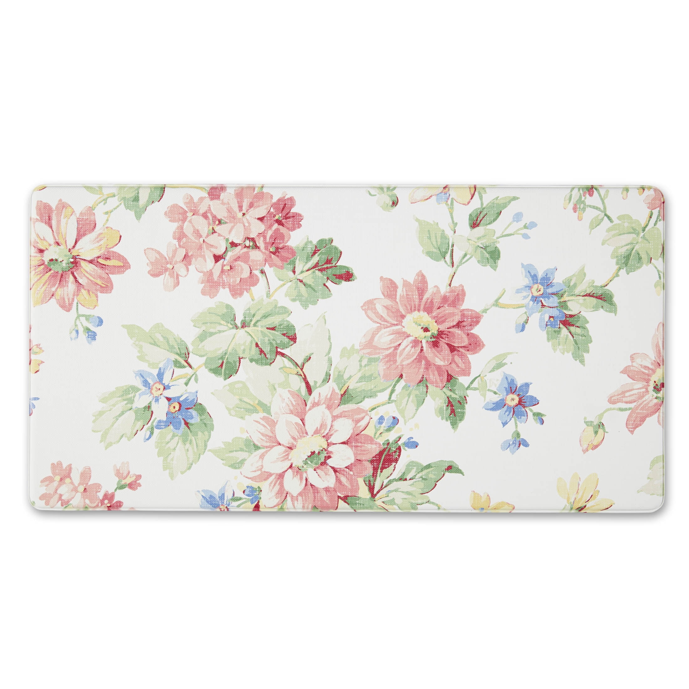 Martha Stewart Bloomfield Cape Cod Flower AntiFatigue Kitchen Mat, Ivory/Blush, 19.6"x39