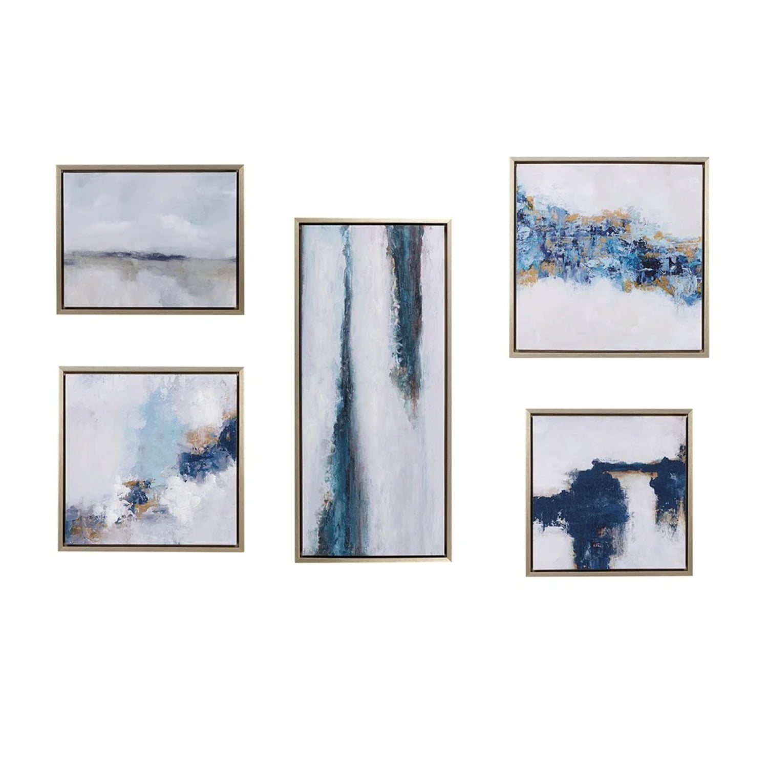 Blue Drift Abstract 5-Piece Framed Canvas Wall Art Set