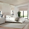 thumbnail image 1 of Martha Stewart Britta Full Upholstered Platform Bed with Rounded Headboard, Piped Detailing and Cushioned Siderails, Wood Slat Bottom, No Box Spring Needed, Beige, 1 of 11
