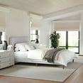 thumbnail image 1 of Martha Stewart Britta Queen Upholstered Platform Bed with Rounded Headboard, Piped Detailing and Cushioned Siderails, Wood Slat Bottom, No Box Spring Needed, Gray, 1 of 11