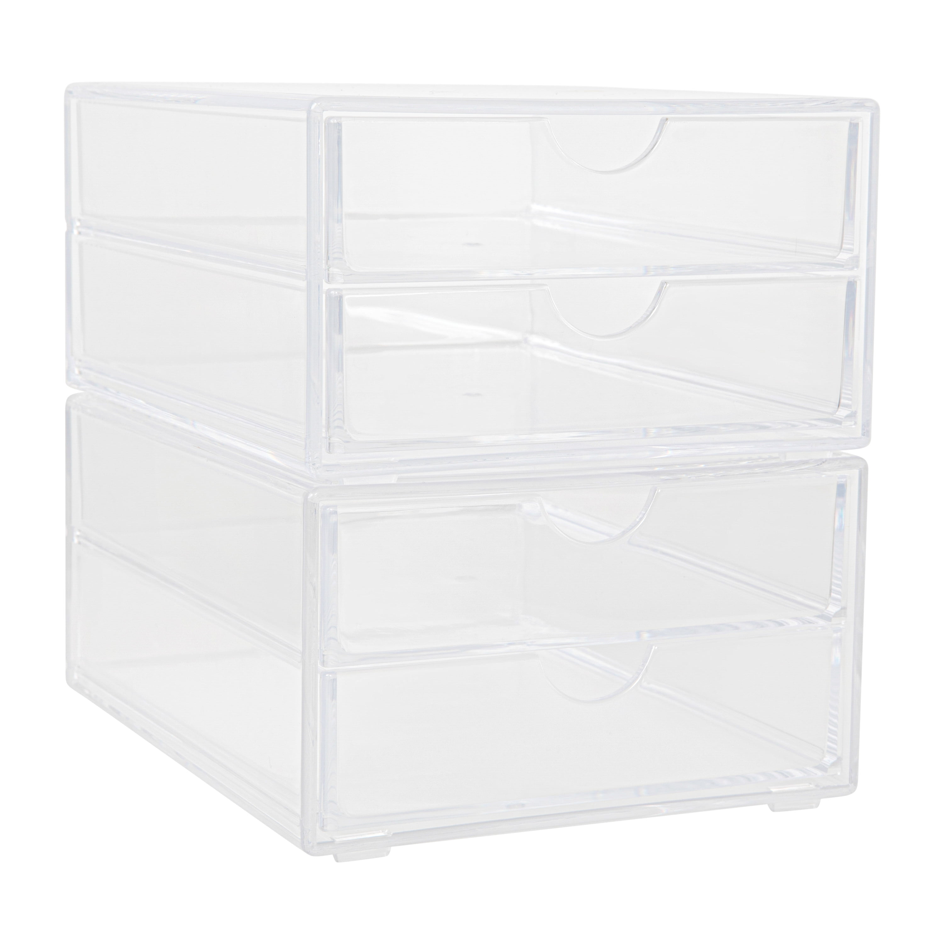 Martha Stewart Brody Clear Plastic Storage Organizer Bins with Light  Natural Paulownia Wood Lid for Home Office, Kitchen, or Bathroom, 3 Pack  Medium 7.5-in x 3-in in the Desktop Organizers department at