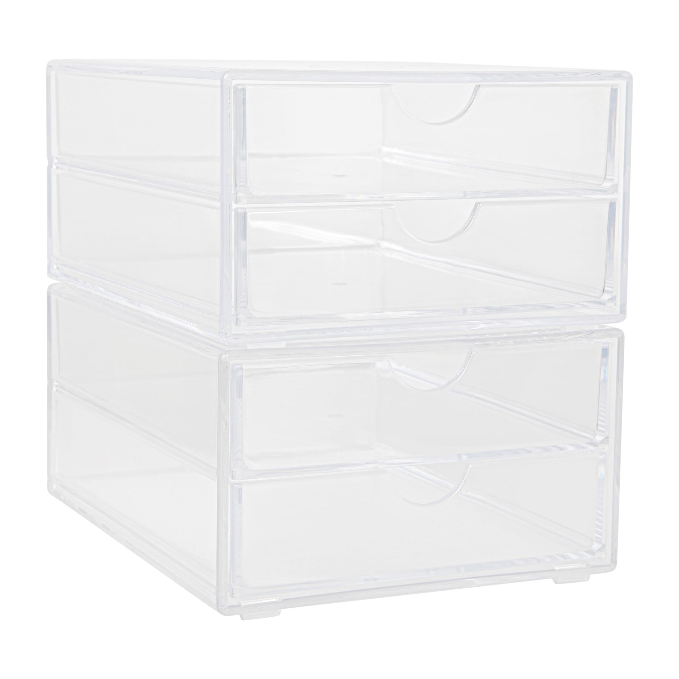 Clear Plastic Stackable Desktop Organizer with 2 Drawers