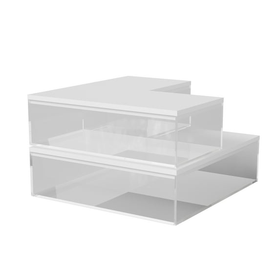 Martha Stewart Brody Clear Plastic Storage Organizer Bins with White Engineered Wood Lids for Home Office, Kitchen, or Bathroom, 3 Pack Small/Medium/Large