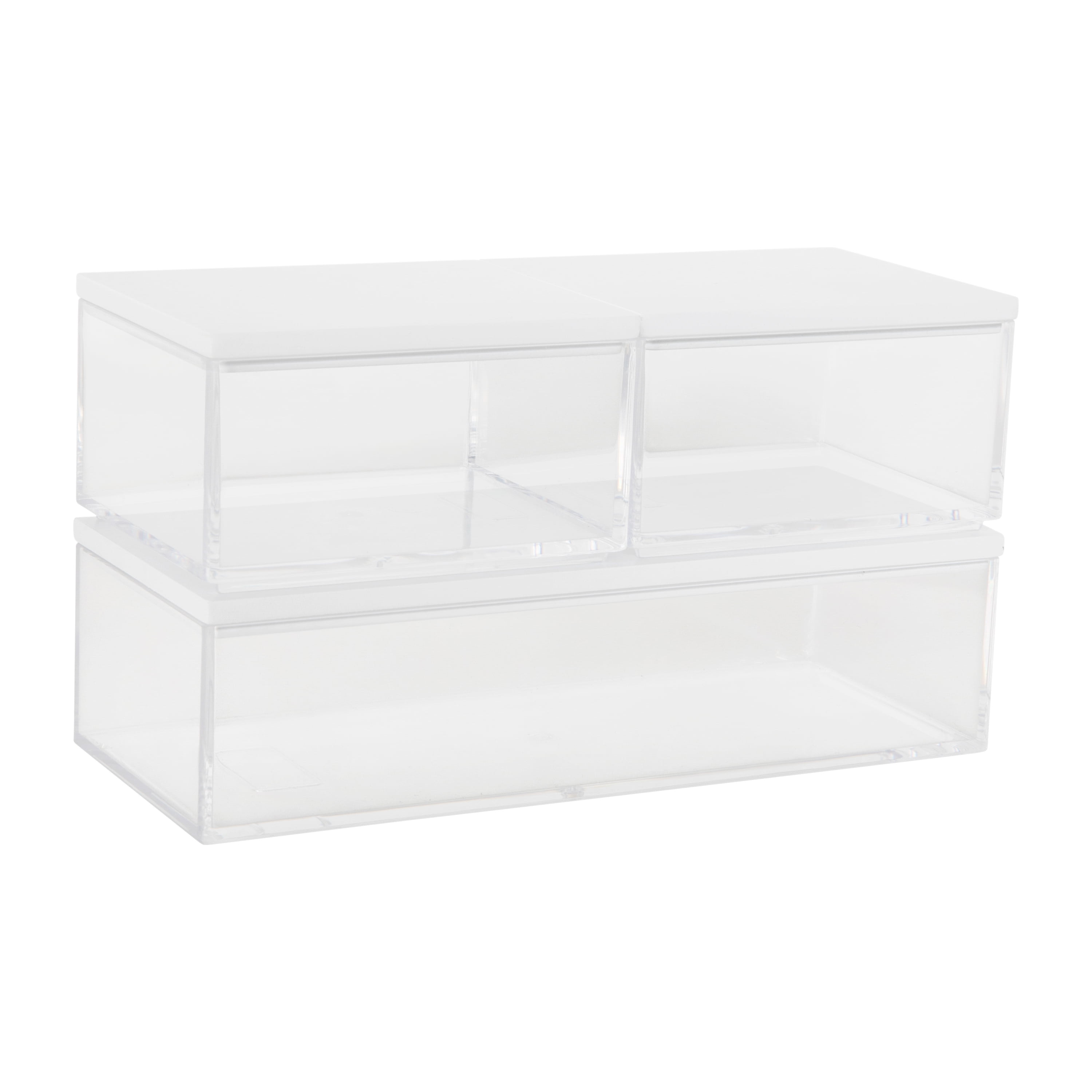 Martha Stewart Brody Clear Plastic Storage Organizer Bins with White