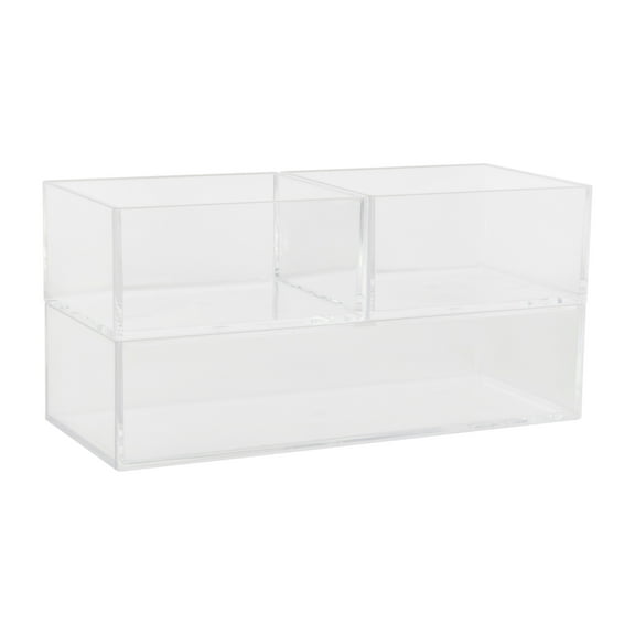 Martha Stewart Brody Set of 3 Stack and Slide Plastic Tray Office Desktop Organizers, 2- Small and 1-Medium