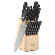 Martha Stewart Carverton 14 Piece High Carbon Stainless Steel Cutlery Block Set w/ABS Triple Riveted Forged Handle Wood Block&nbsp;- Black