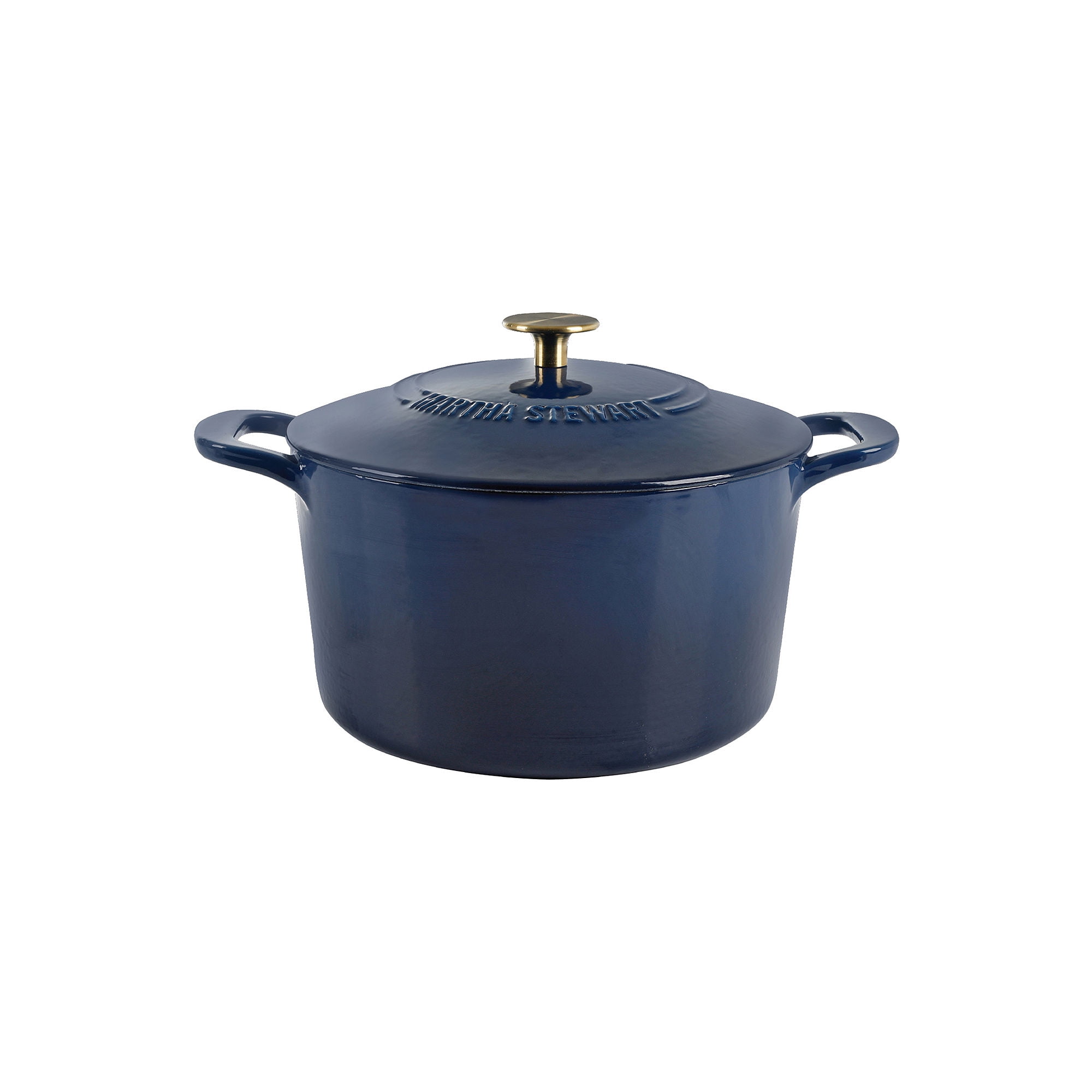 Navy Blue 7qt Enameled Cast Iron Dutch Oven with Gold Knob