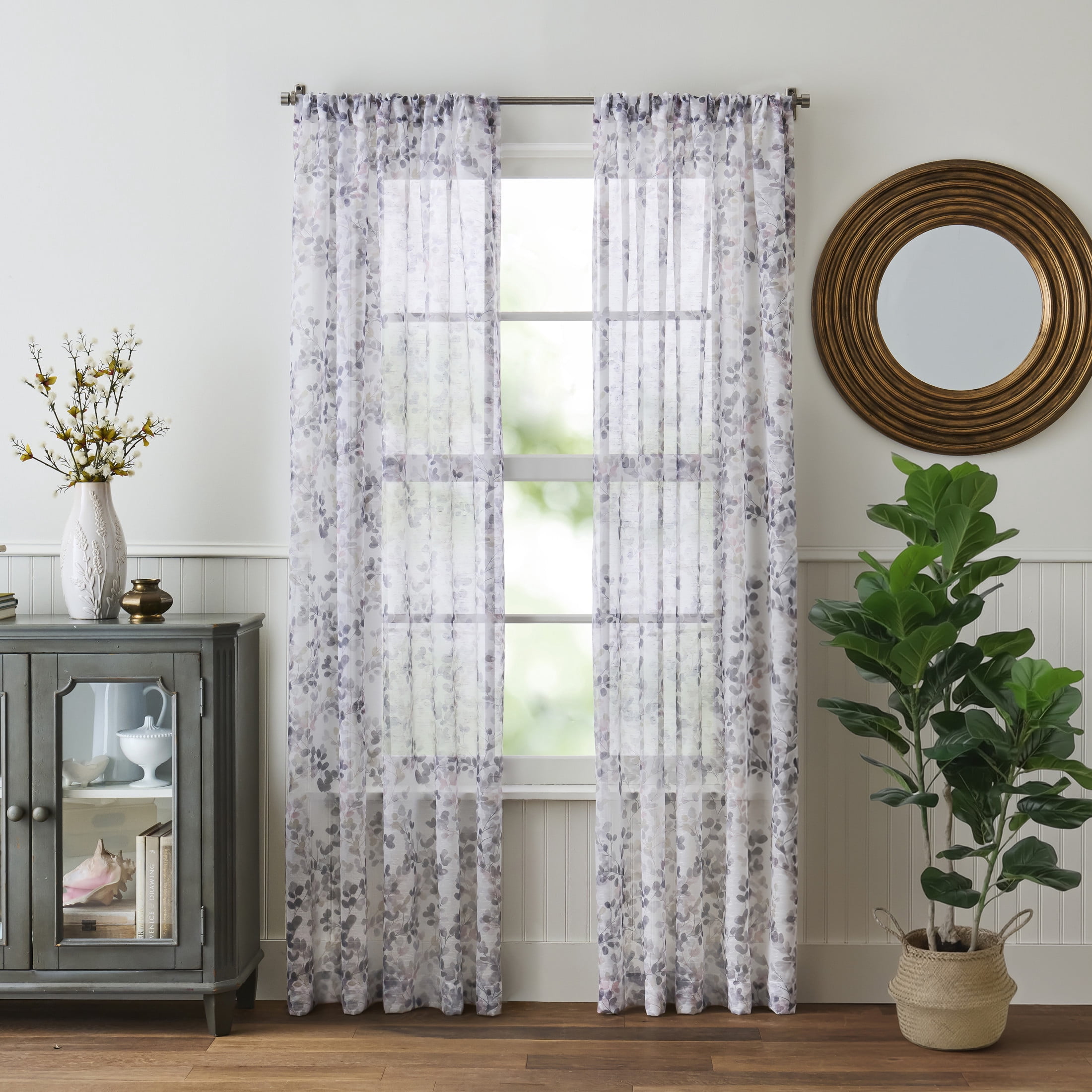 Martha Stewart Central Park Curtain Panel Pair, Multicolor, Pole Top, Sheer, Indoor, Adult, 2 Piece Set, 50" x 84"