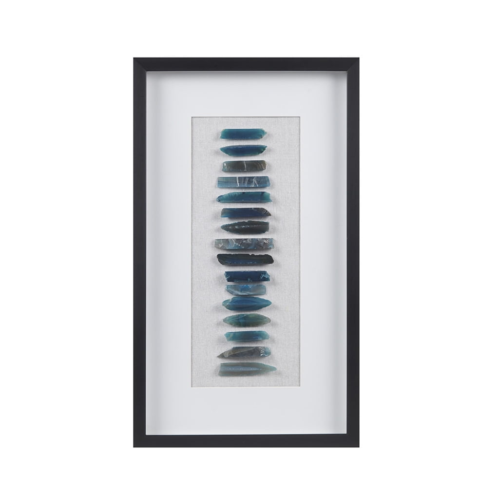 Cerulean Blue Agate Stones Framed Rectangular Shadowbox