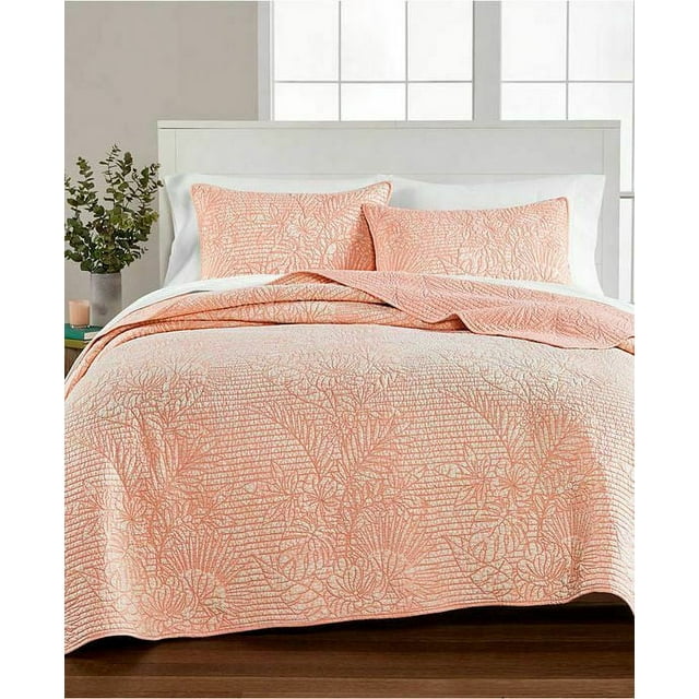 Martha Stewart Collection Botanical Beach Washed Floral Cotton Quilt