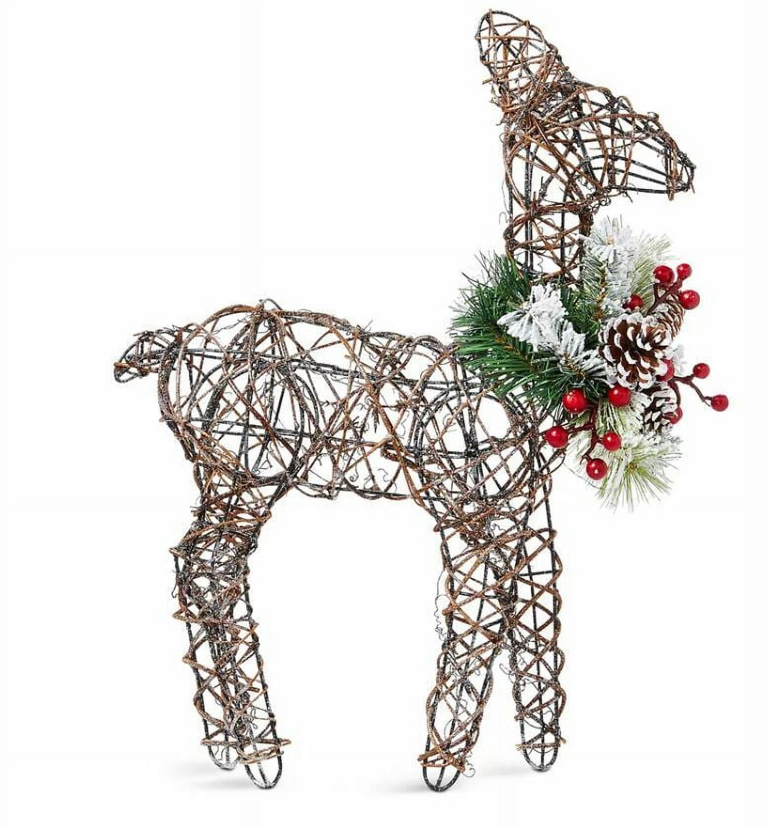 Martha Stewart Collection Farmhouse Rattan Deer Table-Top Decoration ...