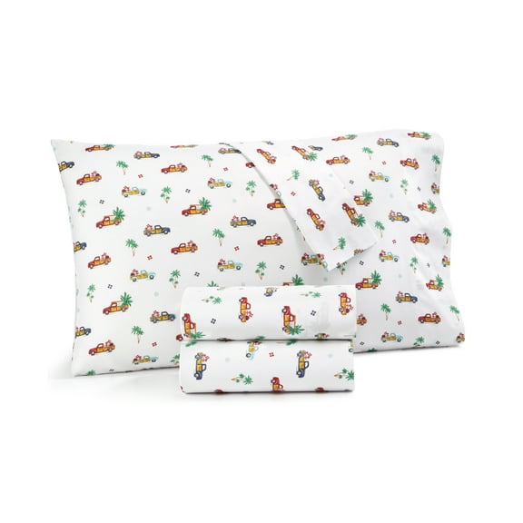 Martha Stewart Collection Holiday Printed 3 Pc. Sheet Sets, White/Red, Full