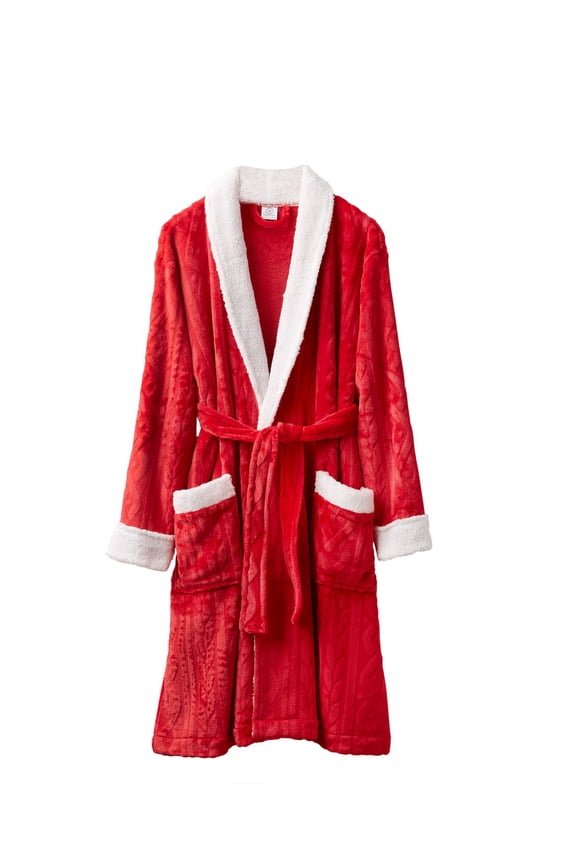Plush Holiday Bath Robe, Red