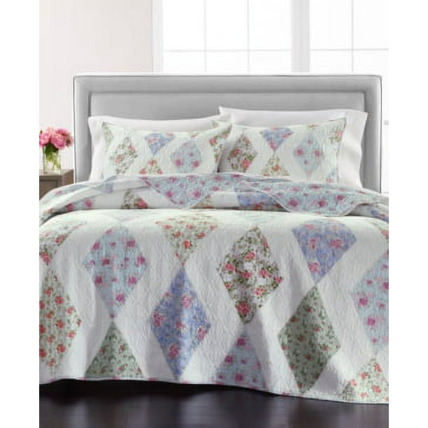 Martha Stewart Collection Reversible Diamond Floral Patchwork Twin/Twin