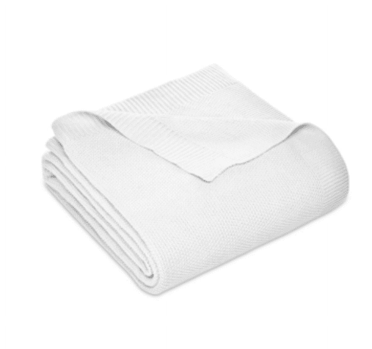 Martha Stewart Collection Seed Stitch 100 Cotton Blanket TWIN White Walmart