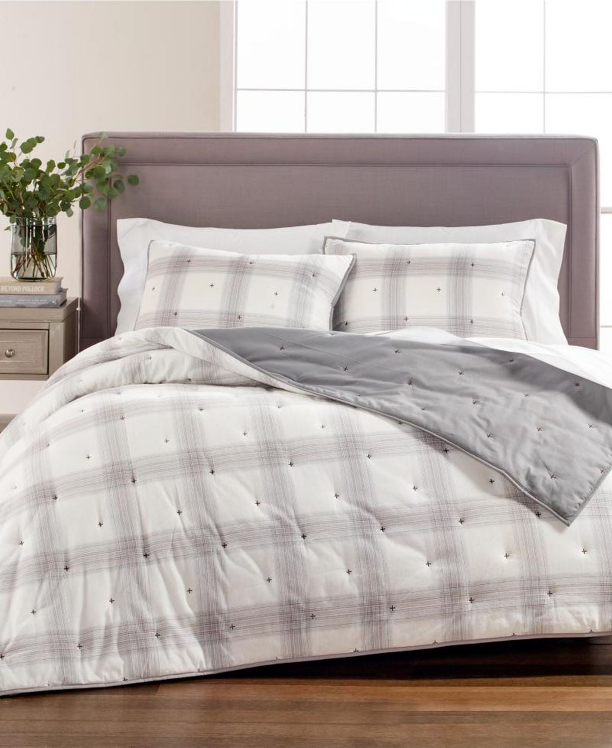 Martha Stewart Collection Tufted Plaid Bedding Quilt, Full/Queen