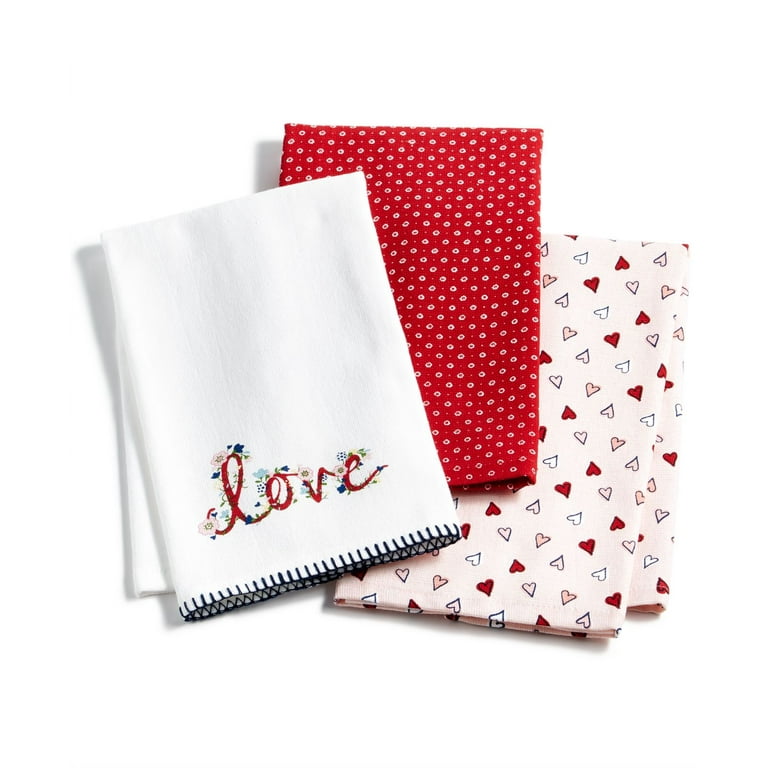 Martha Stewart Collection Valentine's Day Kitchen Towels, Set of 3, Multi 