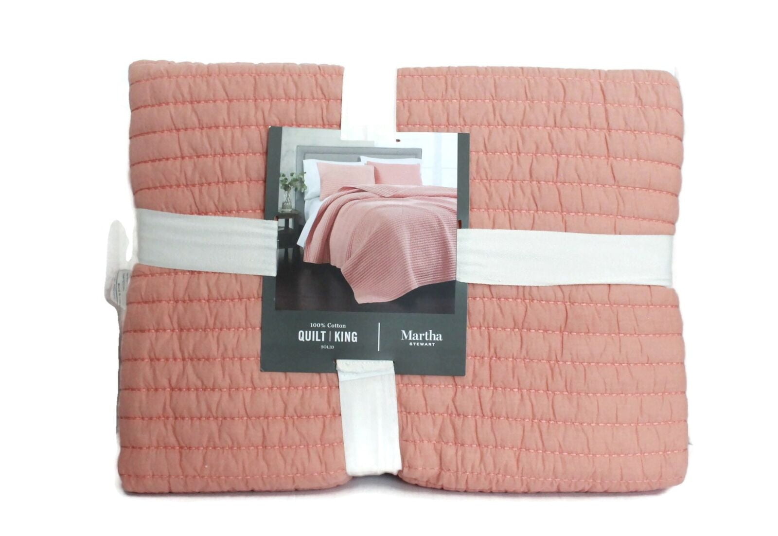 Coral King Cotton Percale Rice Stitch Quilt