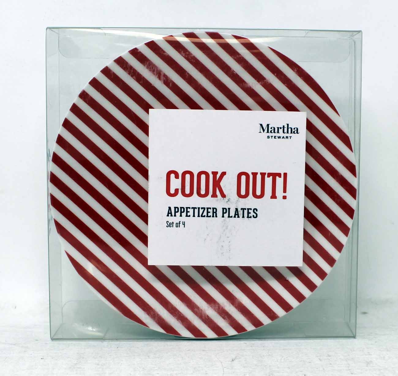 Patriotic Red and White Melamine Appetizer Plates Set of 4