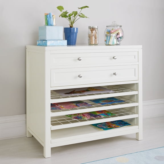 Martha Stewart Crafting Kids' Art Storage with Drying Racks - White, Wooden Artwork Organizer