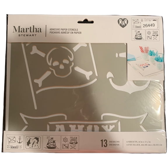 Martha Stewart Crafts Adhesive Laser-Cut Stencil 13 Designs Pirate Nautical