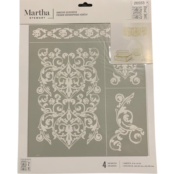 Martha Stewart Crafts Adhesive Silkscreen 4 Designs Damask