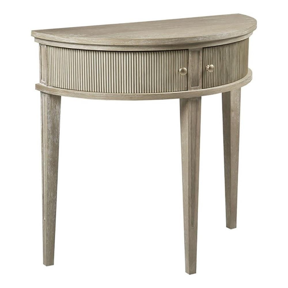 Reclaimed Wheat Wood Demilune Storage Console Table