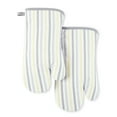 thumbnail image 1 of Martha Stewart Daisy Stripe Oven Mitt Set 2-Pack, Grey/Yellow, 7"x13", 1 of 7