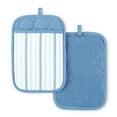 thumbnail image 1 of Martha Stewart Daisy Stripe Pot Holder Set 2-Pack, Blue, 7"x10", 1 of 10