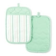 thumbnail image 1 of Martha Stewart Daisy Stripe Pot Holder Set 2-Pack, Green, 7"x10", 1 of 8