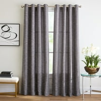 Martha Stewart Dayton 50"W x 84"L Grommet Indoor Curtain Panel, Set of 2, Charcoal, BCI Cotton, Recycled Polyester, Adult