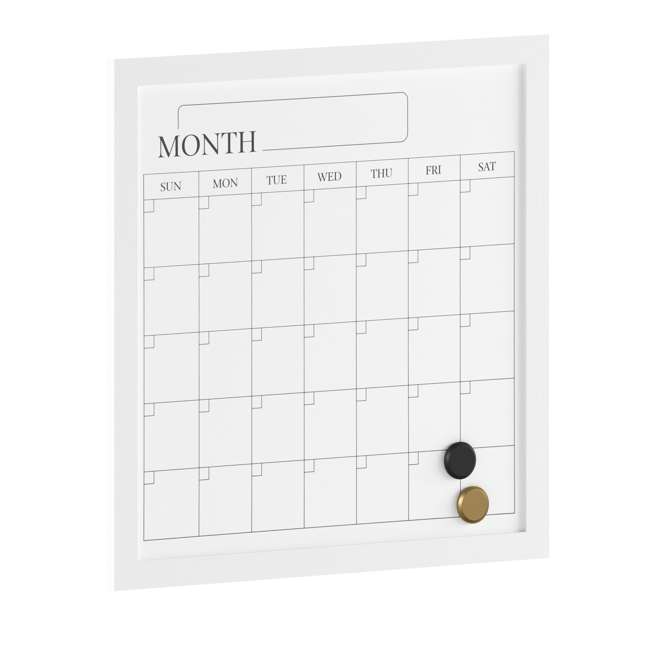 White Woodgrain Magnetic Monthly Dry Erase Calendar with Marker and Magnets