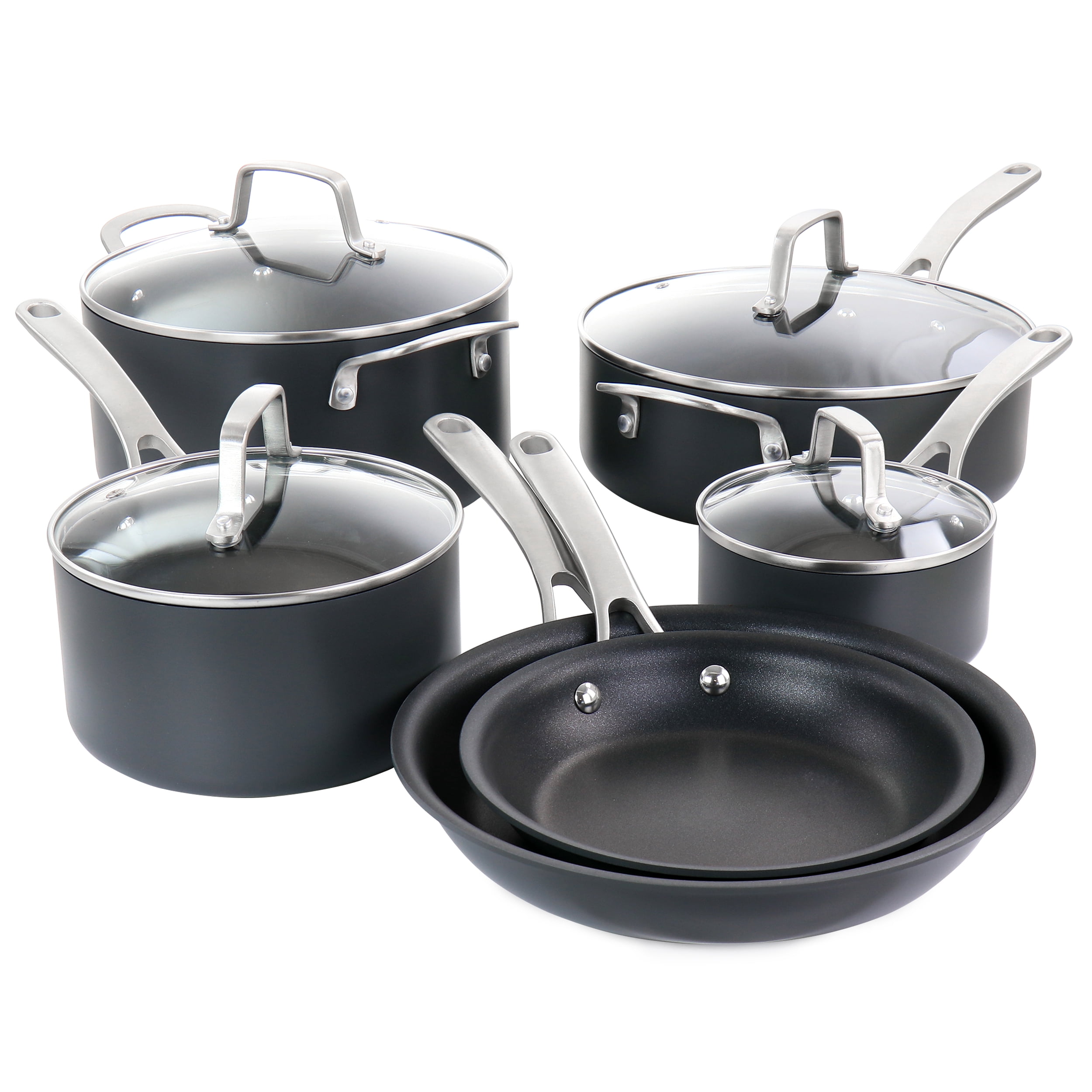 Martha Stewart Everyday 10 Piece Nonstick Hard Aluminum Cookware Set in Matte Black