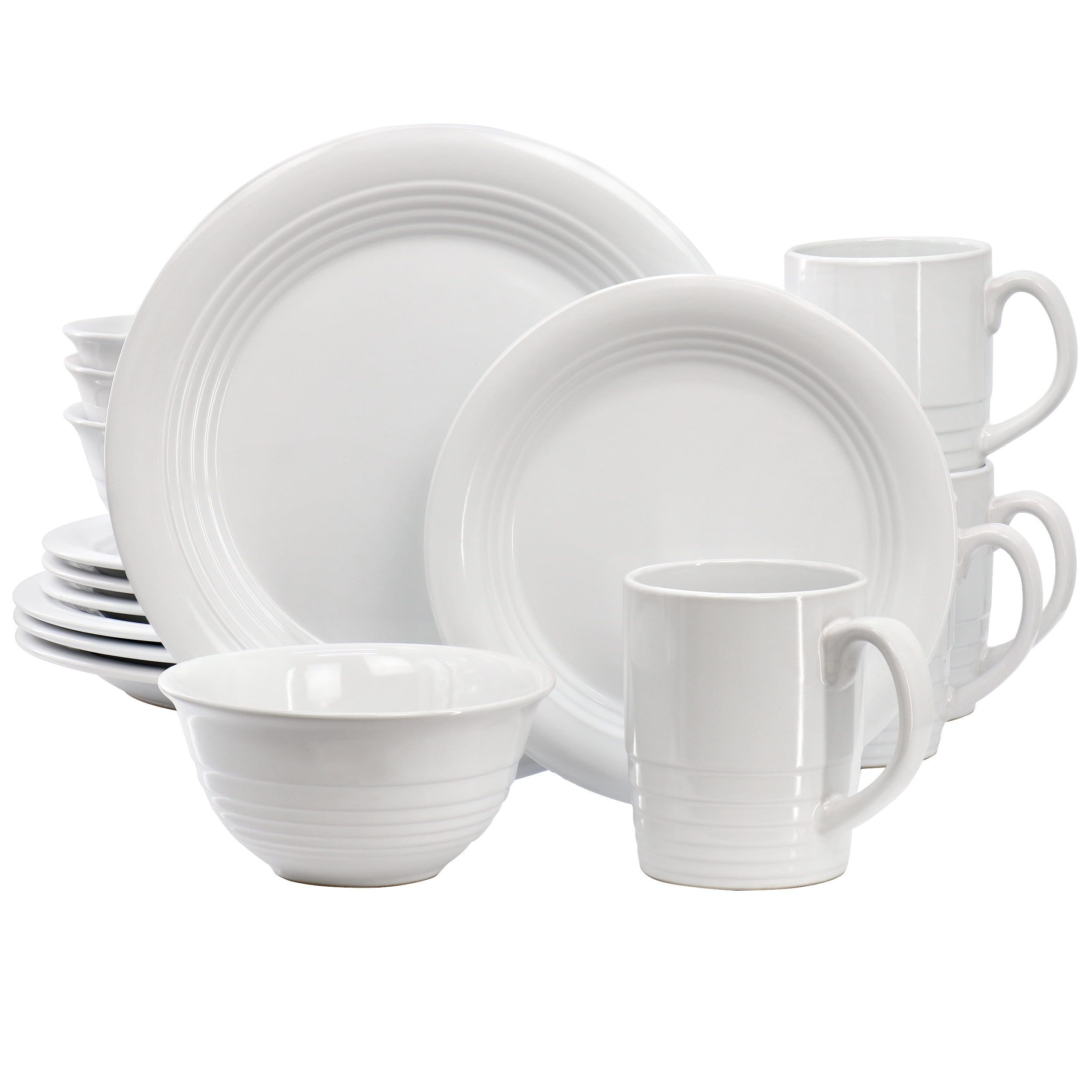 Martha Stewart Everyday 16 Piece Round Stoneware Dinnerware Set in White