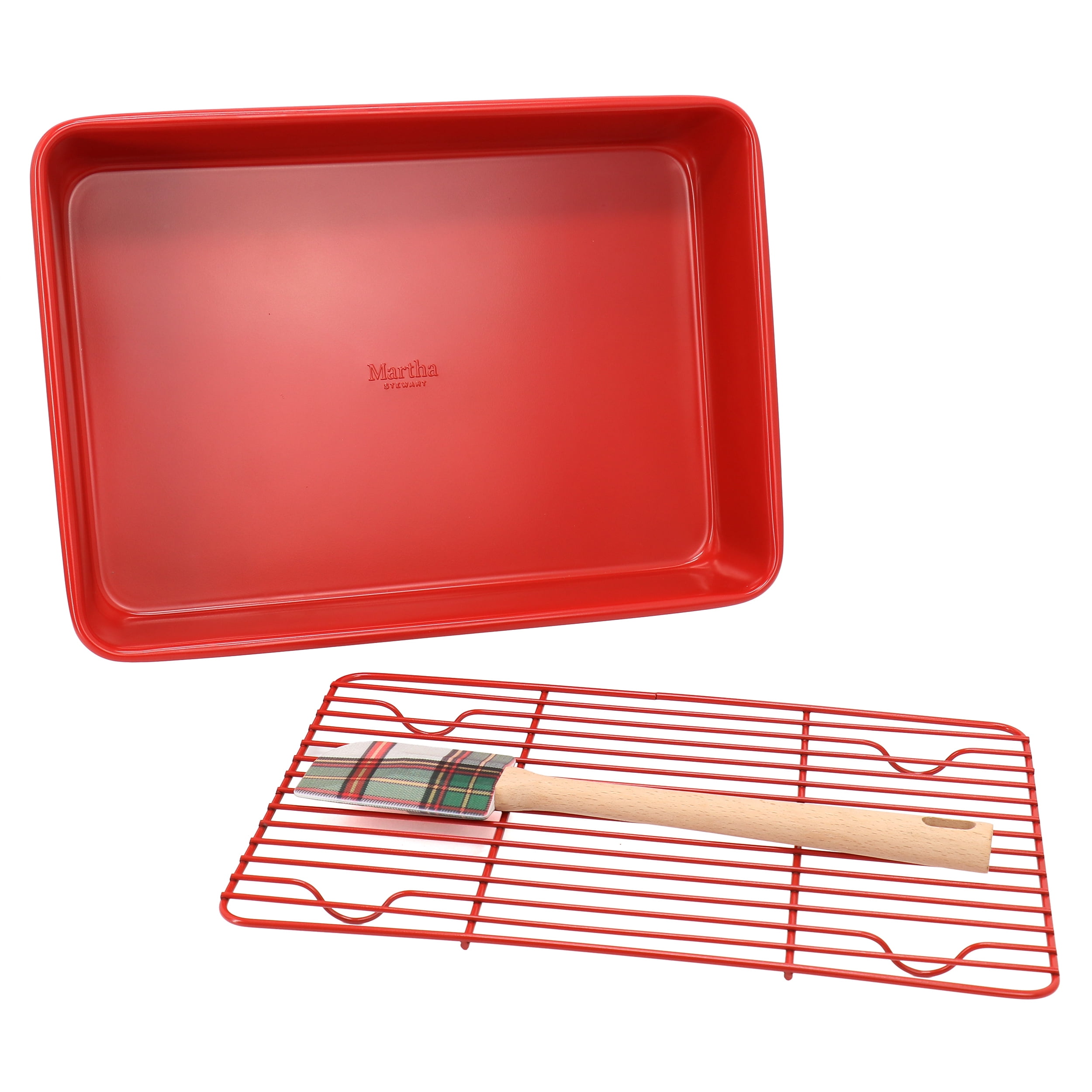 Martha Stewart Everyday 3 Piece Carbon Steel Bakeware Set in Red and Plaid