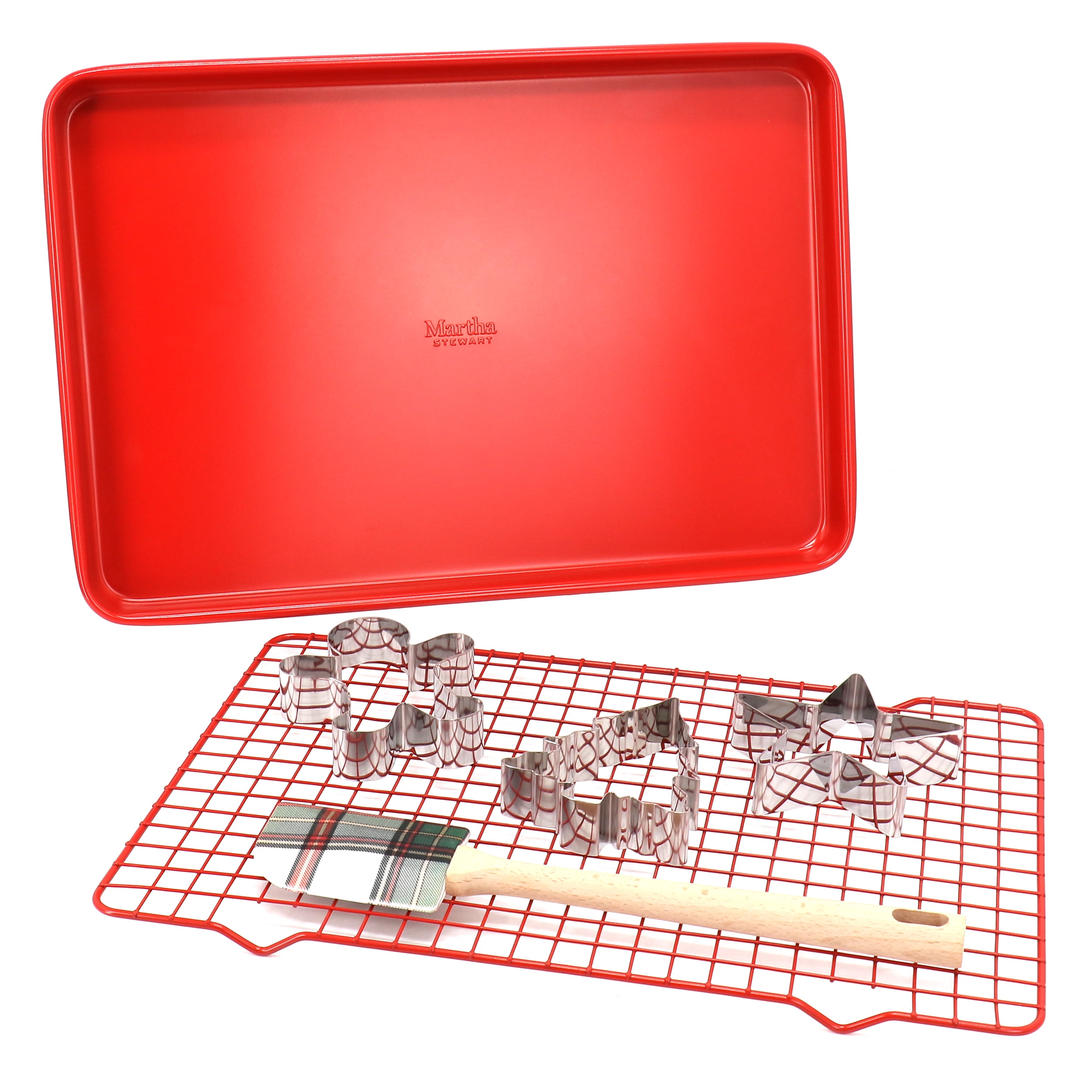 Martha Stewart Everyday 6 Piece Carbon Steel Bakeware and Cookie Cutter Set in Red