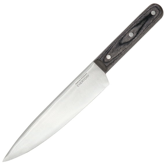 Martha Stewart Everyday 8 Inch Stainless Steel Chef Knife in Dark Gray with Wood Handle