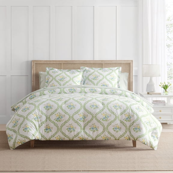 Martha Stewart Everyday Boho Floral Dot 7-Piece Microfiber King Comforter Set