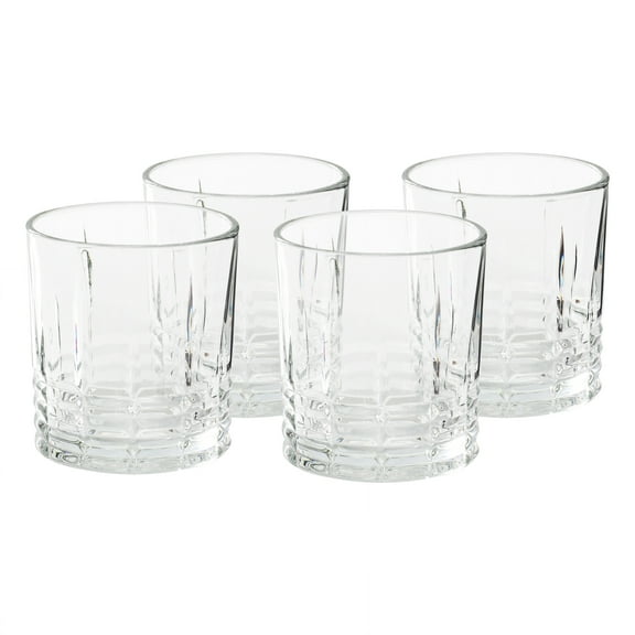 Martha Stewart Everyday Calista 4 Piece 11.5 Ounce Double Old Fashioned Glassware Set in Clear