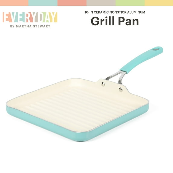 Martha Stewart Everyday Charlemont 10-inch Teal Aluminum Square Grill Pan