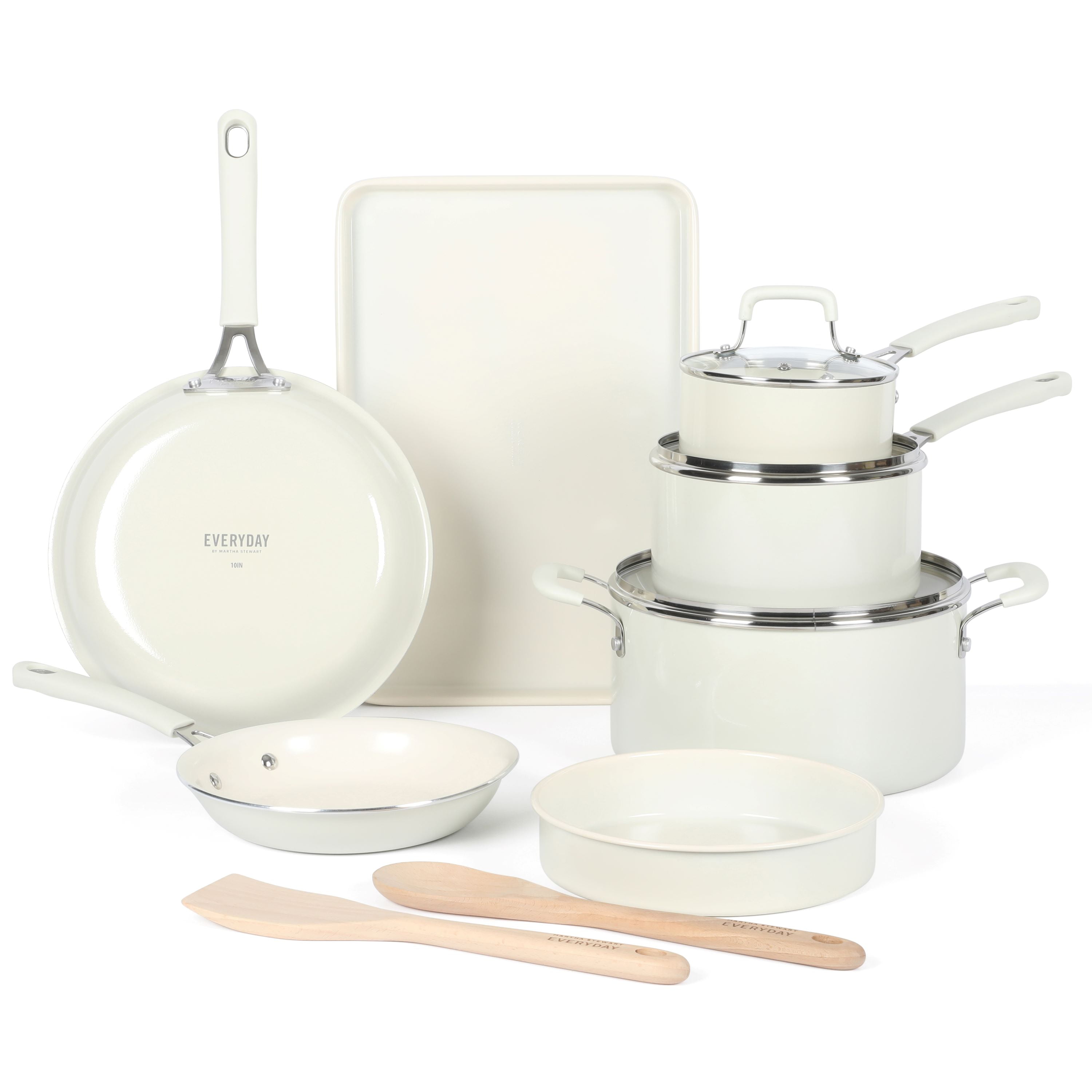 Martha Stewart Everyday Charlemont 12-Piece Linen Aluminum Cookware Set pots  sets for cooking cooking pots