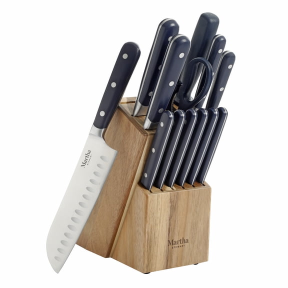 Martha Stewart Everyday East Walk 14-Piece Navy Stainless Steel Cutlery Set