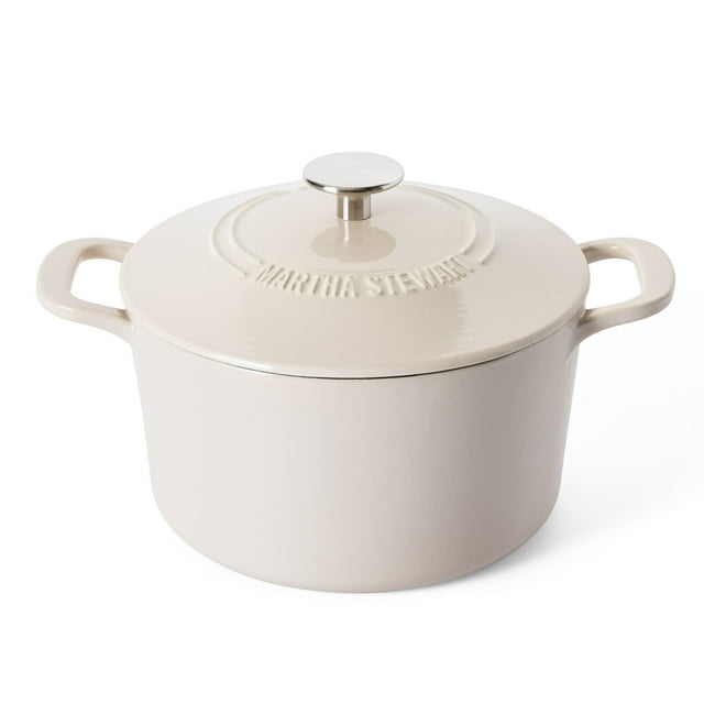 Martha Stewart Everyday Eastwick 4-Quart Linen Enamel Cast Iron Dutch Oven