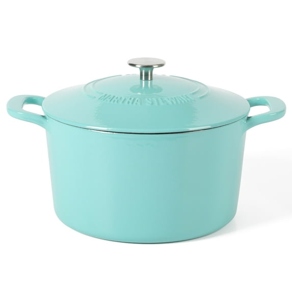 Martha Stewart Everyday Eastwick 7-Quart Teal Enamel Cast Iron Dutch Oven