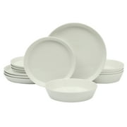 Martha Stewart Everyday Faretta 12-Piece White Ceramic Dinnerware Set