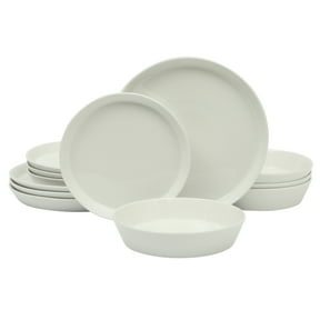 Martha Stewart Everyday Faretta 12-Piece Ceramic Dinnerware Set, White