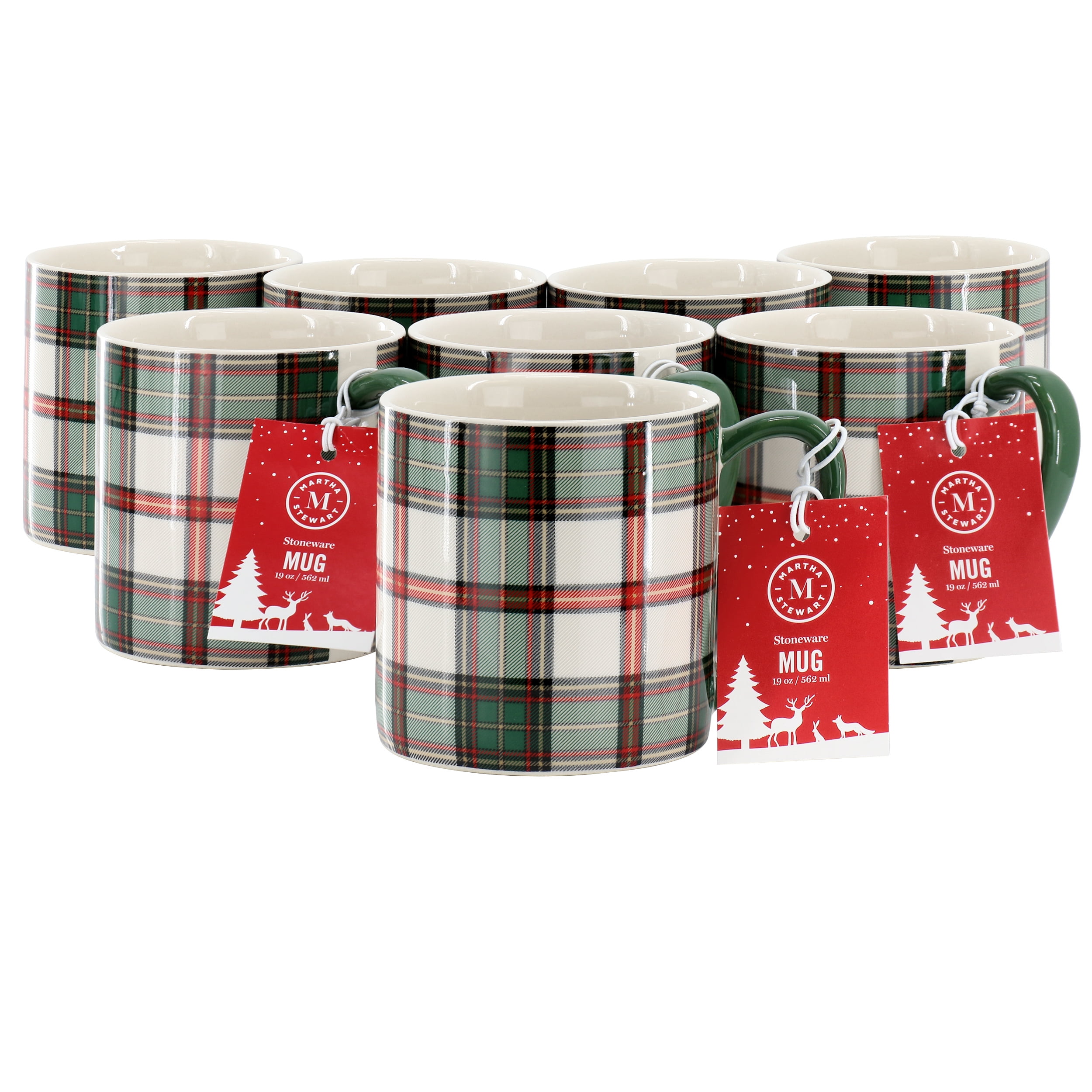 Martha Stewart Everyday Holiday Plaid 8 Piece 19 Ounce Stoneware