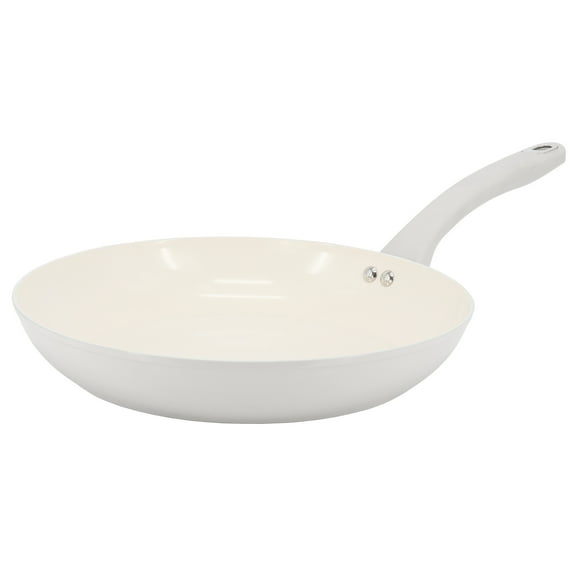 Martha Stewart Everyday Rexford 12 Inch Ceramic Nonstick Aluminum Frying Pan in Linen
