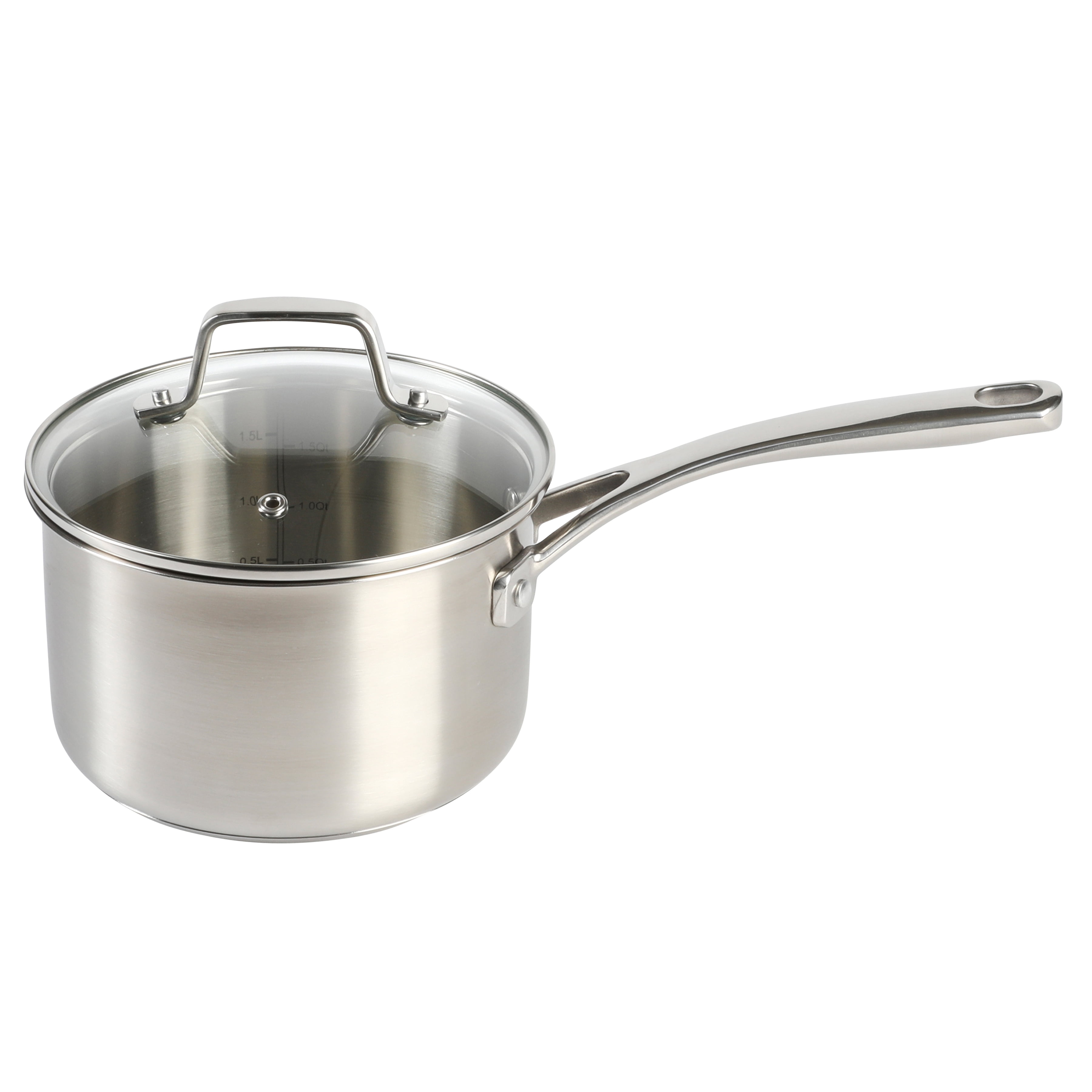 Ciwete 2 Quart Sauce Pan with Lid, Tri Ply Stainless Steel Saucepan 2 qt with Stainless Steel Lid, 2 Measuring Lines, Upgraded Packaging, Cool