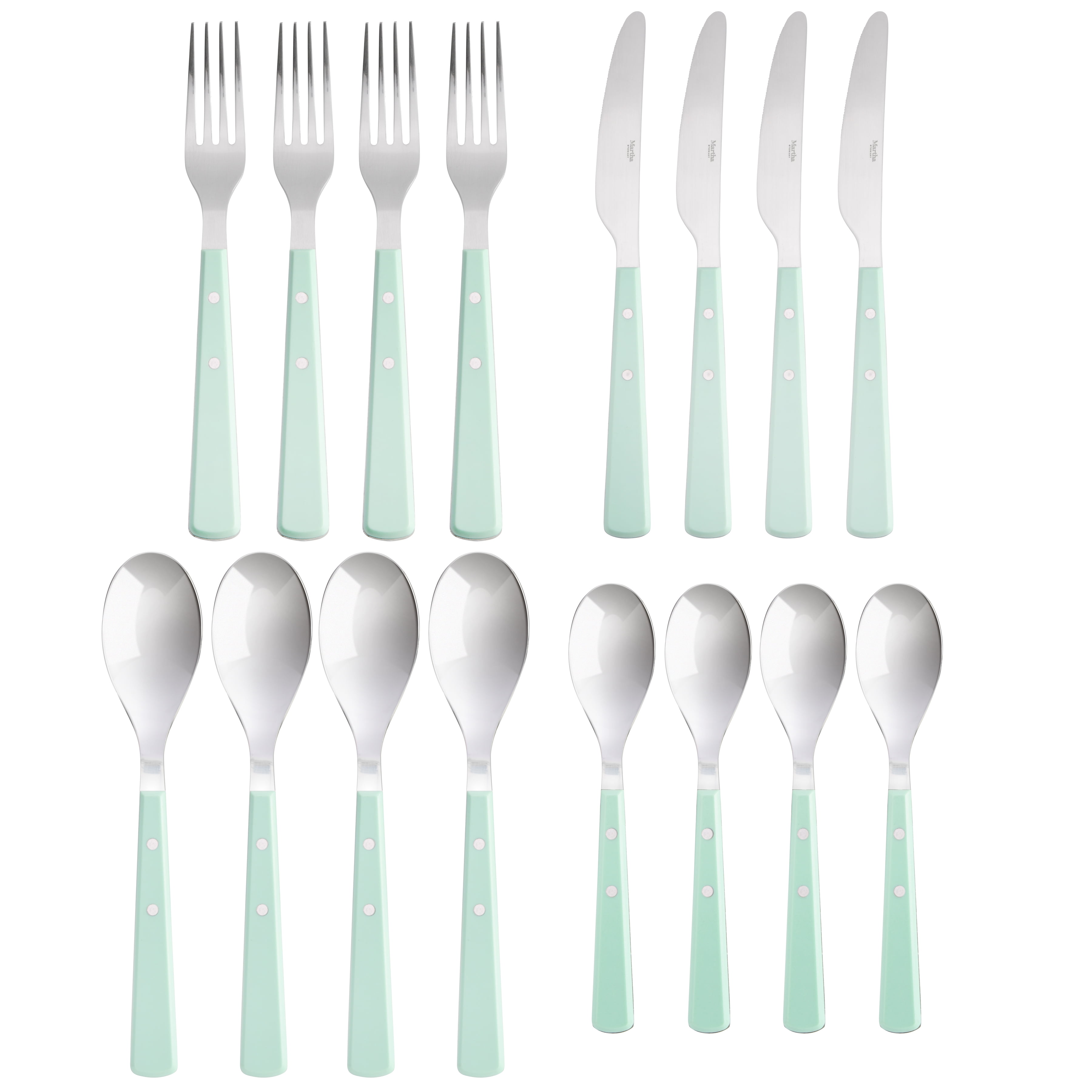 Martha Stewart Everyday Steffi Burg 16-Piece Martha Blue Stainless Steel Flatware Set
